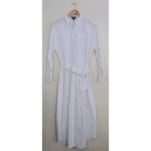 EXPRESS Portofino White Maxi Belted Shirt Dress Womens Size XS Minimalist